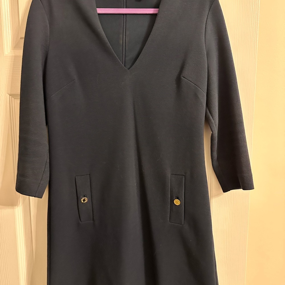 Lilly Pulitzer Navy Long Sleeve Dress with Gold Accents